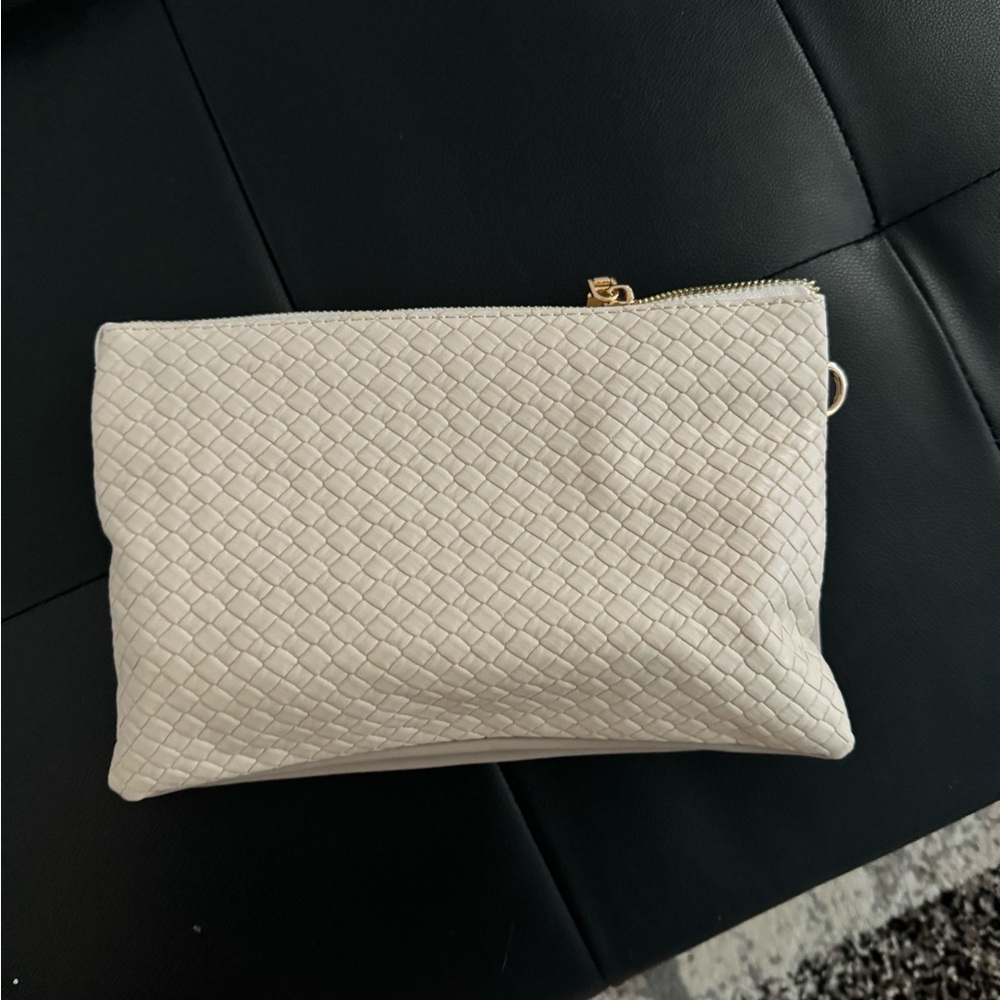 Jenco beige crossbody/clutch/wristlet bag